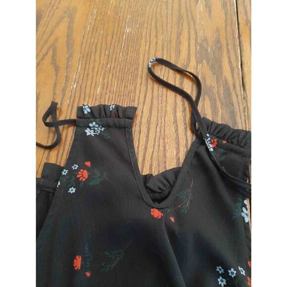 Small After Market 2pc Mini Skirt Shirt Set Sleeveless Red Blue Floral - Picture 4 of 4